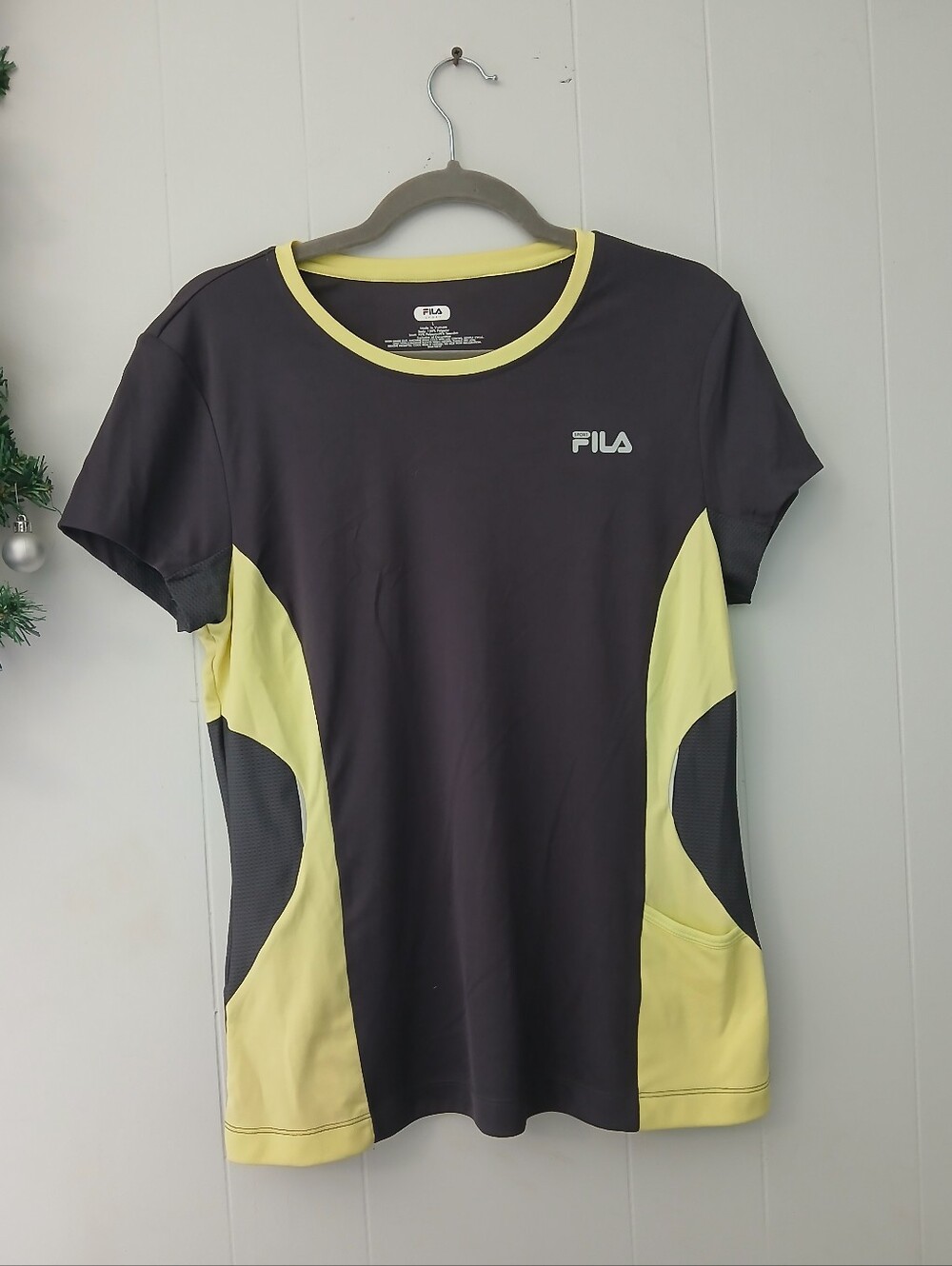 FILA Women's Athletic Tee in Charcoal & Pale Yellow - Picture 2 of 5